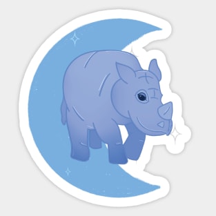 Rhino Crescent Moon - Blue Sticker